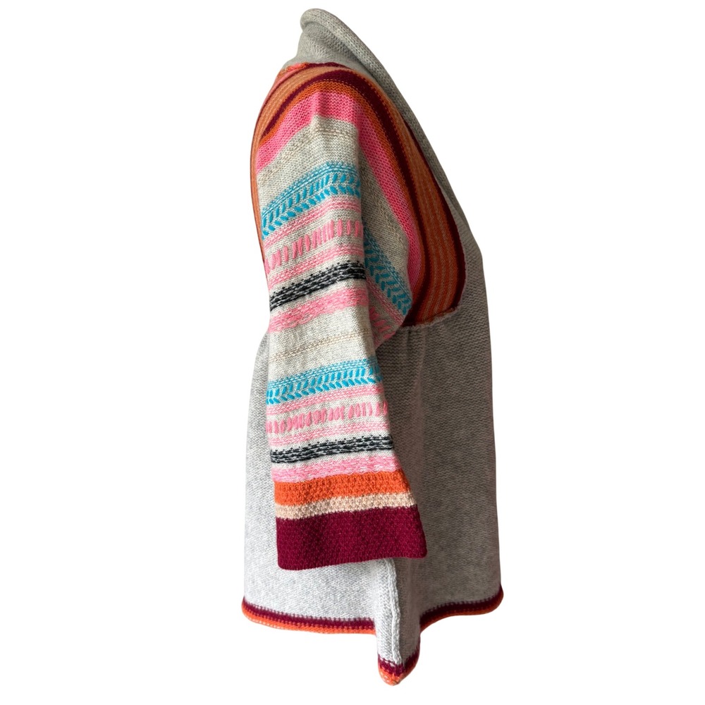 Free People Cardigan Sweater Boho Striped Wool Blend Grey Medium - Picture 3 of 9